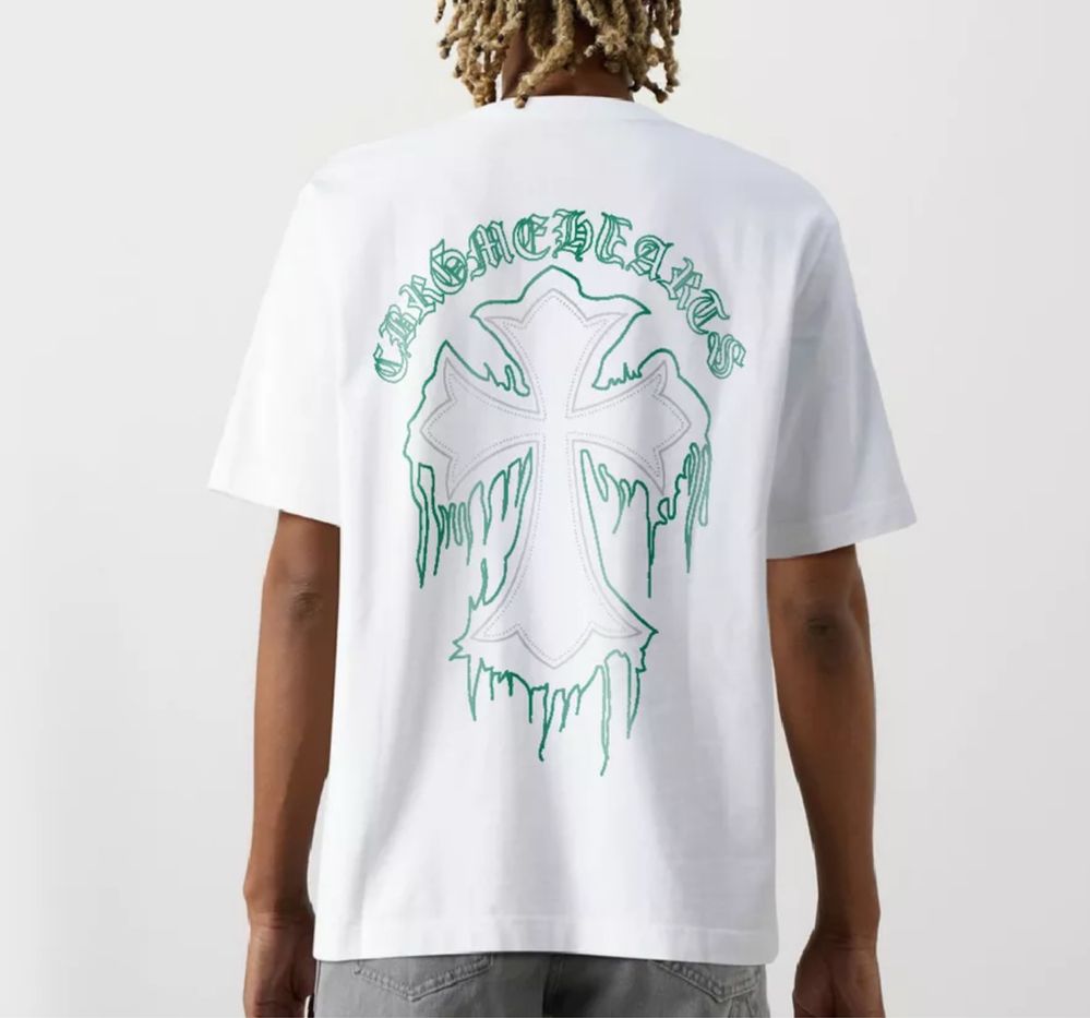 Футболки Chrome Hearts Cross Logo унисекс Хром хартс черная белая