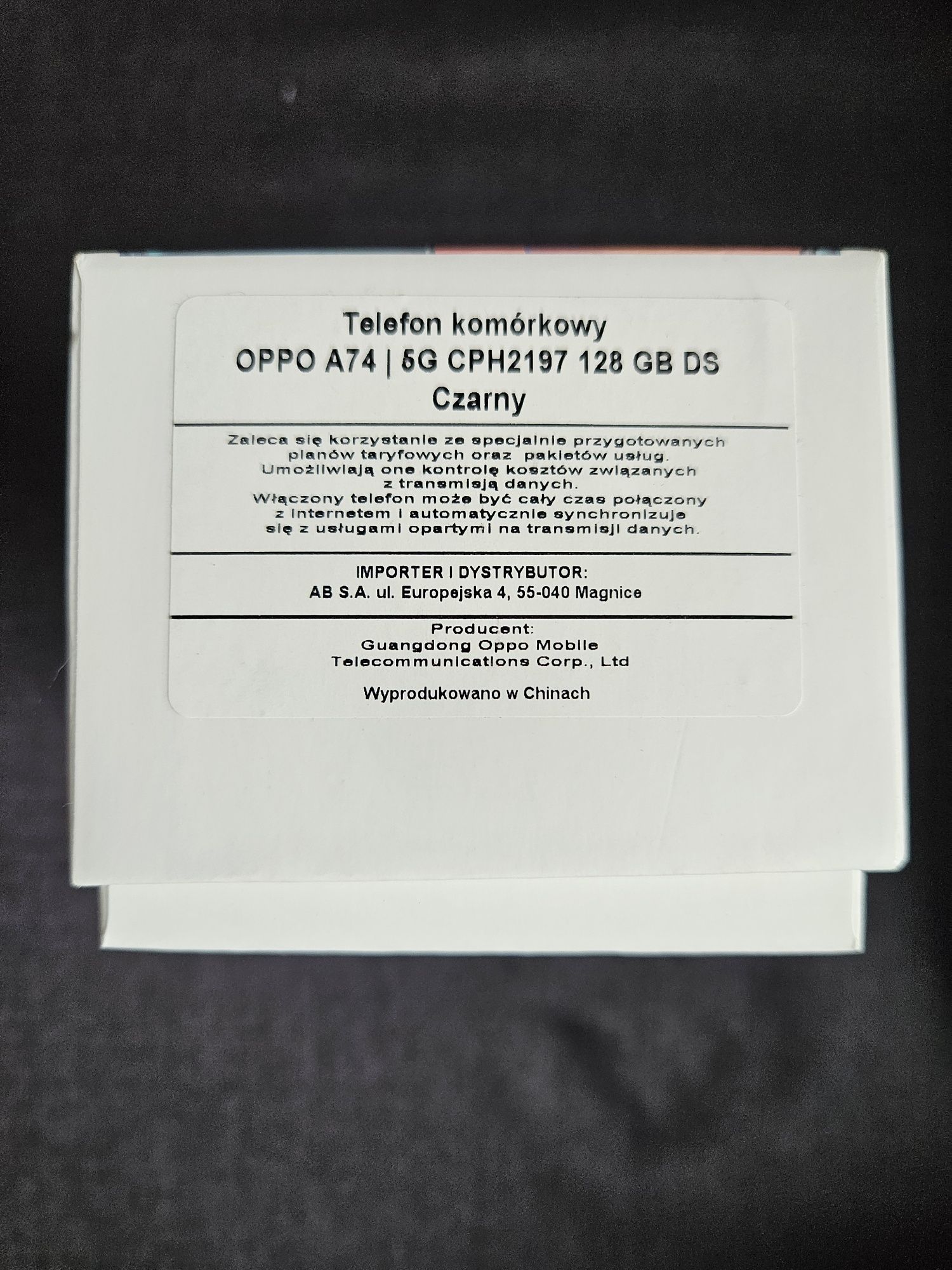 Oppo A74 5G Czarny