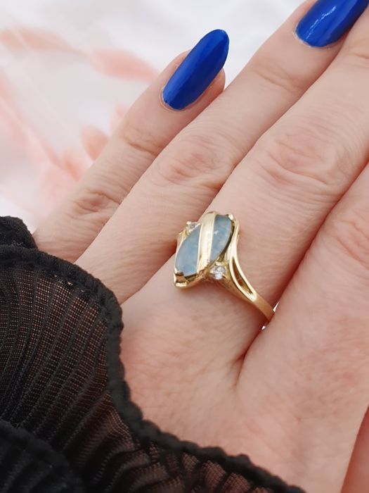 Złoty, pierścionek z Opalem pr.585