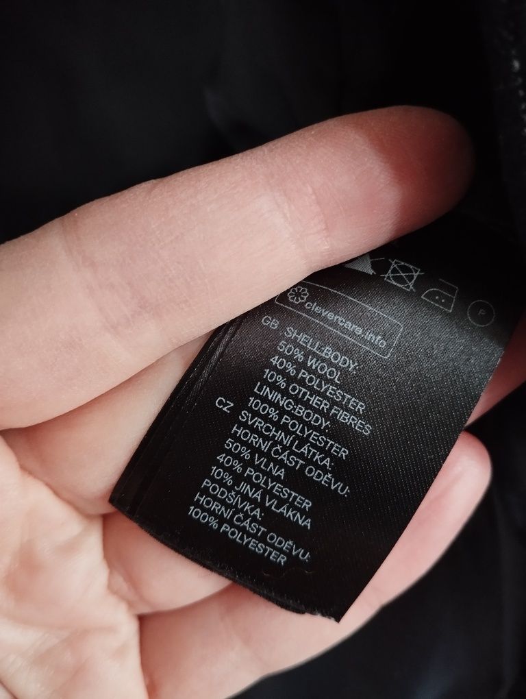 Czarna marynarka w prążek 50% wełna r. 34 h&m