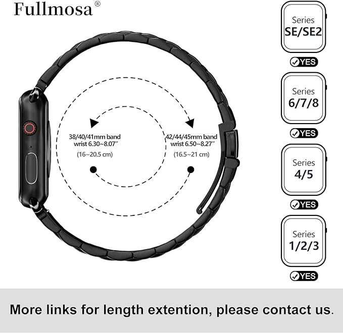 Bransoleta metalowy do zegarka Apple Watch 8/7/SE/6/5/4/3/2/1 czarna