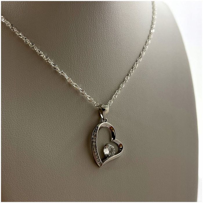 Srebrny Łańcuszek Serce Srebro 925+róża Wieczna Led Na Urodziny Dla Ko