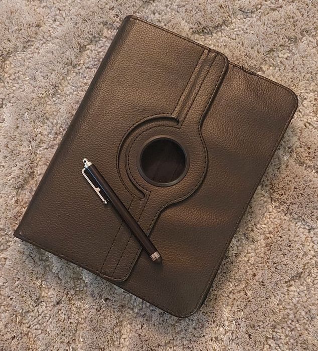Capa + pen touch para tablet 7' a 8' rotativo 360 graus em couro
