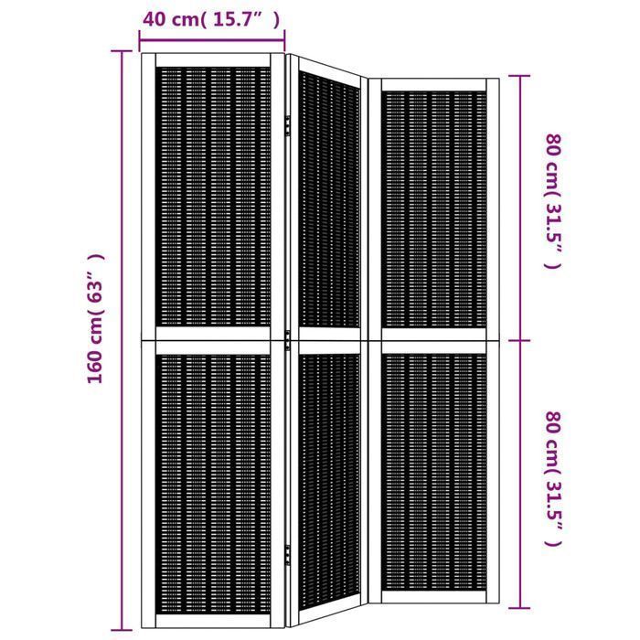 vidaXL Parawan pokojowy, 3-panelowy, lite drewno paulowni