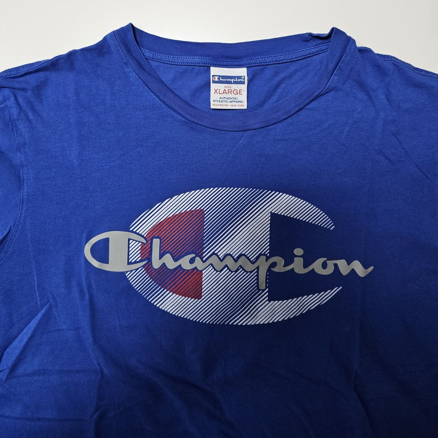 Champion męska koszulka XL niebieska logo T-shirt