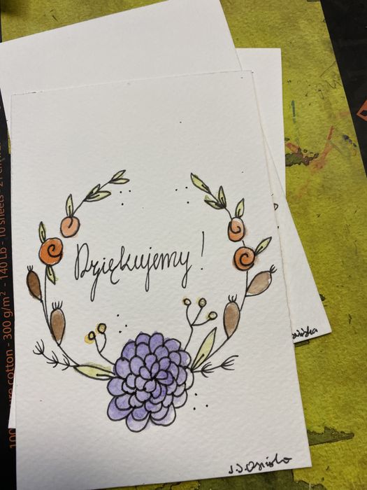 Kartka okolicznościowa wianek kwiaty boho napis własny podziękowania