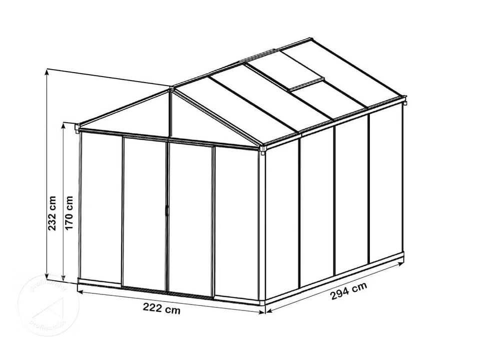 Szklarnia 222 x 294 cm, renomowanej marki GFP, Aluminium, Poliwęglan