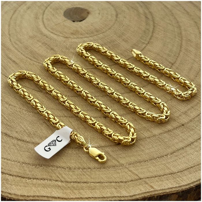 Złoty Łańcuszek Męski Splot Królewski 925/585 Srebro Pozłacane 45cm/3,