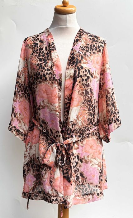 Kimono Narzutka H&M S 36 Wzory Panterka Cętki Plażowe