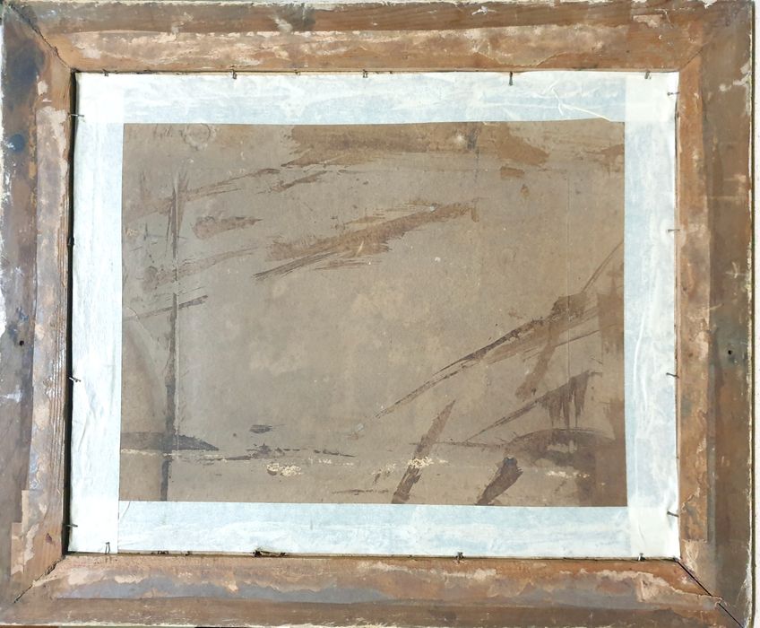 Grande antiga fotografia "Senhores com barbas" emoldurada