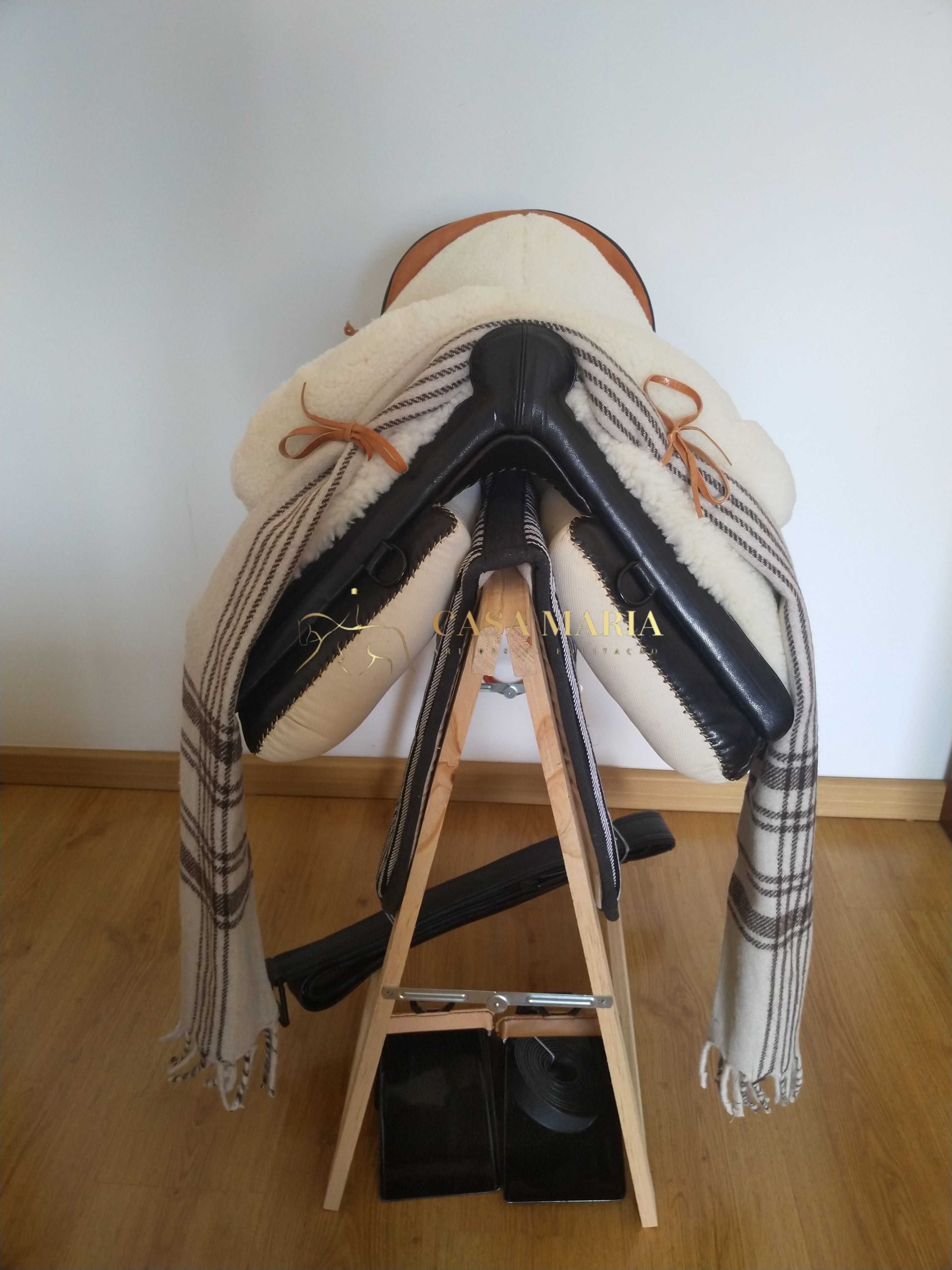 Sela Montura Espanhola Vaso Profundo Completa - Pelo Natural - NOVA