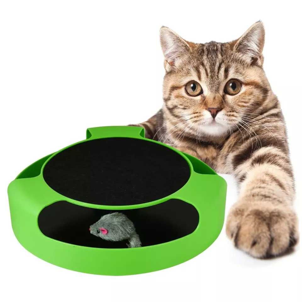 Interaktywna zabawka dla kota kółko z myszką drapak 2w1