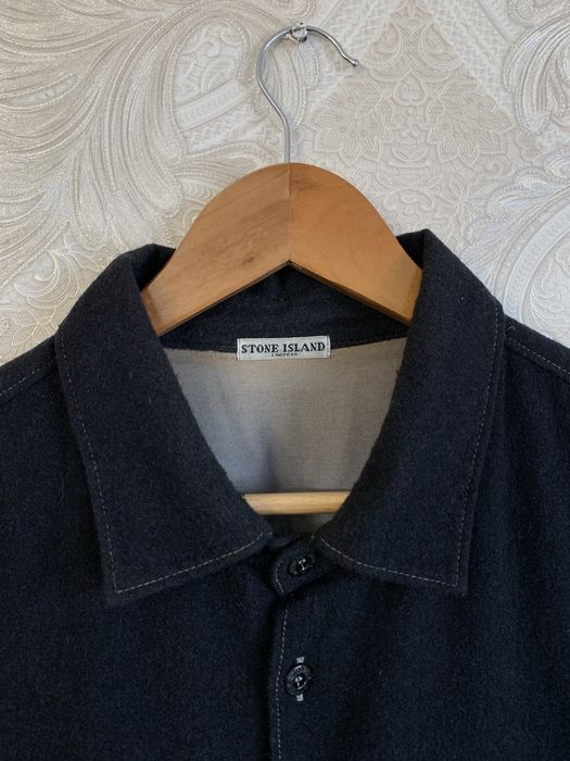 Черная шерстяная рубашка с длинным рукавом овершот stone island aw2009