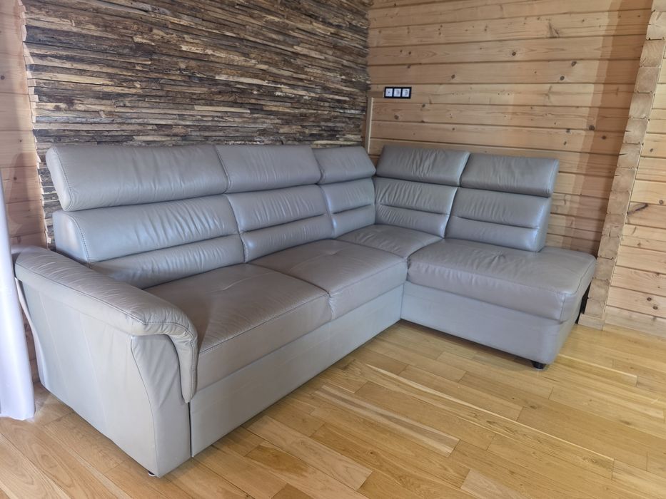 Narożnik skóra naturalna regulowane zagłówki