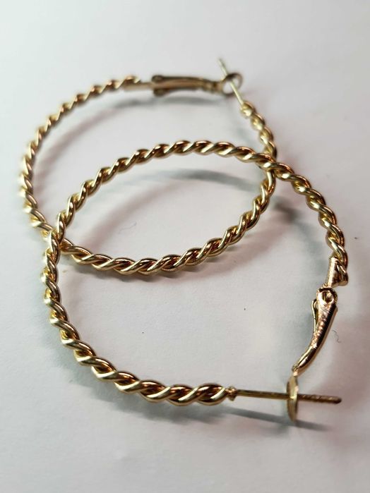 Złote Kolczyki Stal Chirurgiczna Bardzo Eleganckie Kółka 4cm