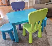 Zestaw dla dzieci - stół, 2 taborety, 2 krzesła z oparciami