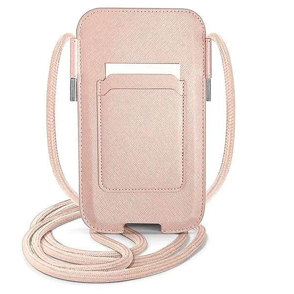 Torebka Guess Saffiano Strap 6.1'' - różowa