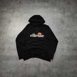 MĘSKA Bluza PREMIUM Czarna Suwak Duże Logo z Kapturem Ellesse Hoodie