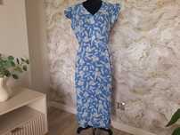 Bawełniana lekka sukienka w kwiaty liście XLNT boho 100% cotton