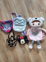 Zestaw 5 plecaczków dla dziewczynki – Minnie, brokat, pluszaki