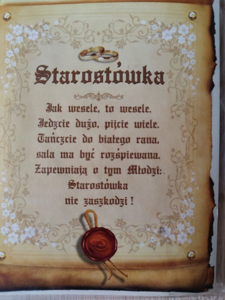 Naklejki, etykiety na wódkę weselną starostówkę, starostówka, wesele