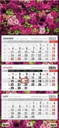 Kalendarz 2024 trójdzielny Kwiaty