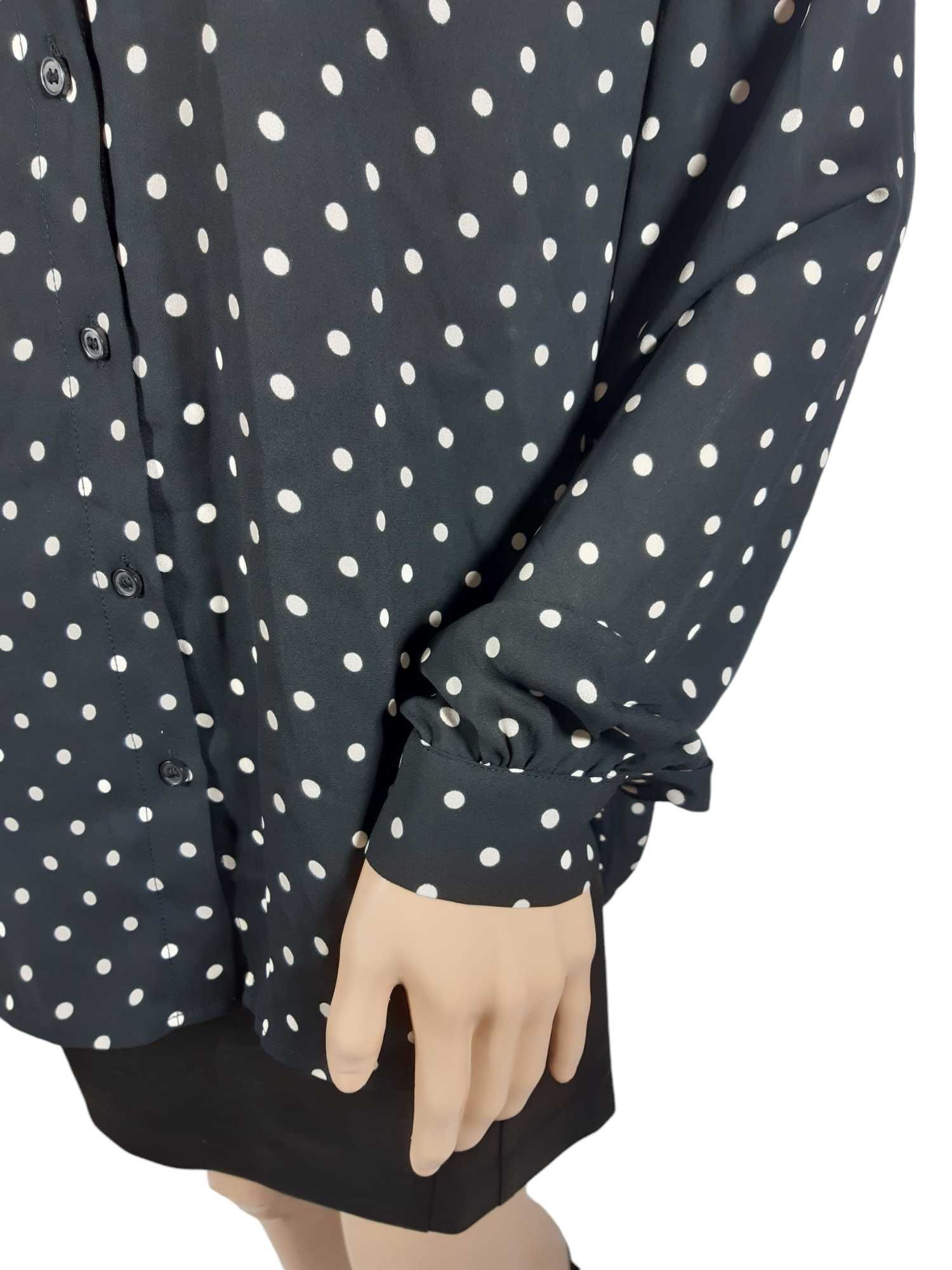 Czarna bluzka koszula wzór w kropki 34,XS/36,S H&M groszki