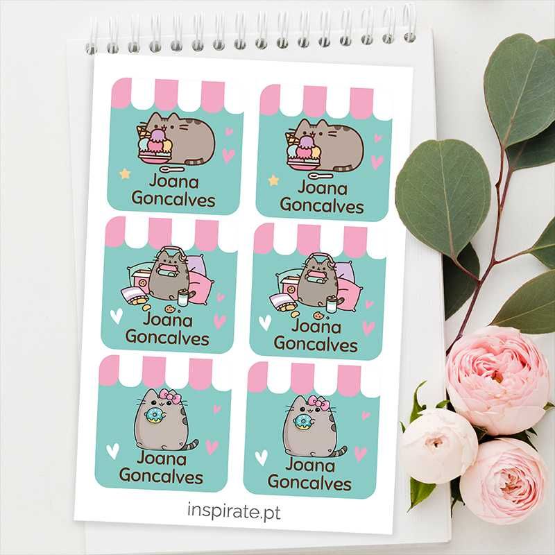 Etiquetas Escolares Personalizadas Pusheen