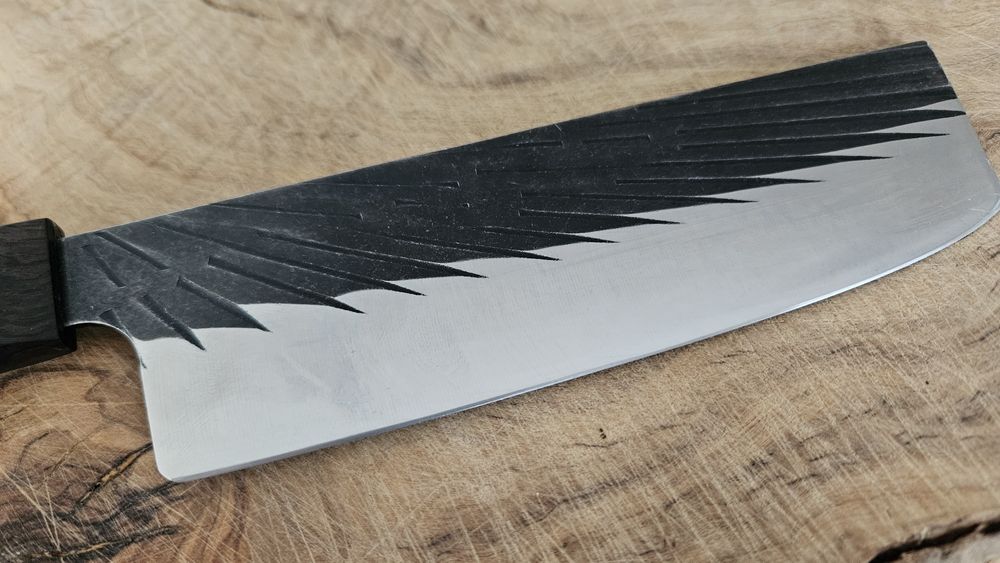 Nóż kuchenny a'la nakiri ze skórzaną pochwą