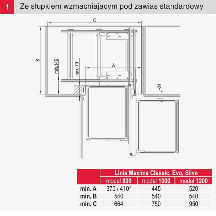 Kosz MAXIMA CLASIC CORNER comfort, lewy, 1000, chrom