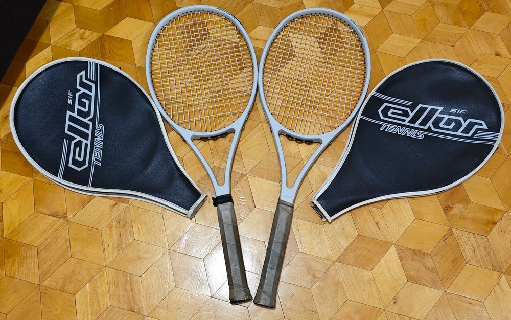 Komplet 2 rakiet tenisowych Ellor SIF + pokrowiec, z lat 80/90, ZSRR