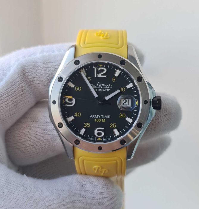 Чоловічий годинник Paul Picot Army Time Flyingstar P9153 Yellow Swiss