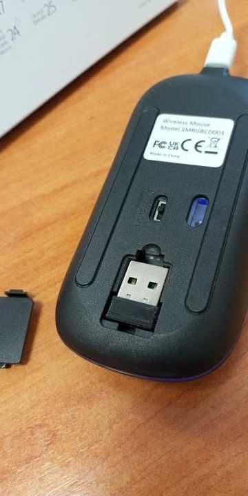 Перезаряжаемая, беспроводная мышь Bluetooth +2,4G USB-мыши