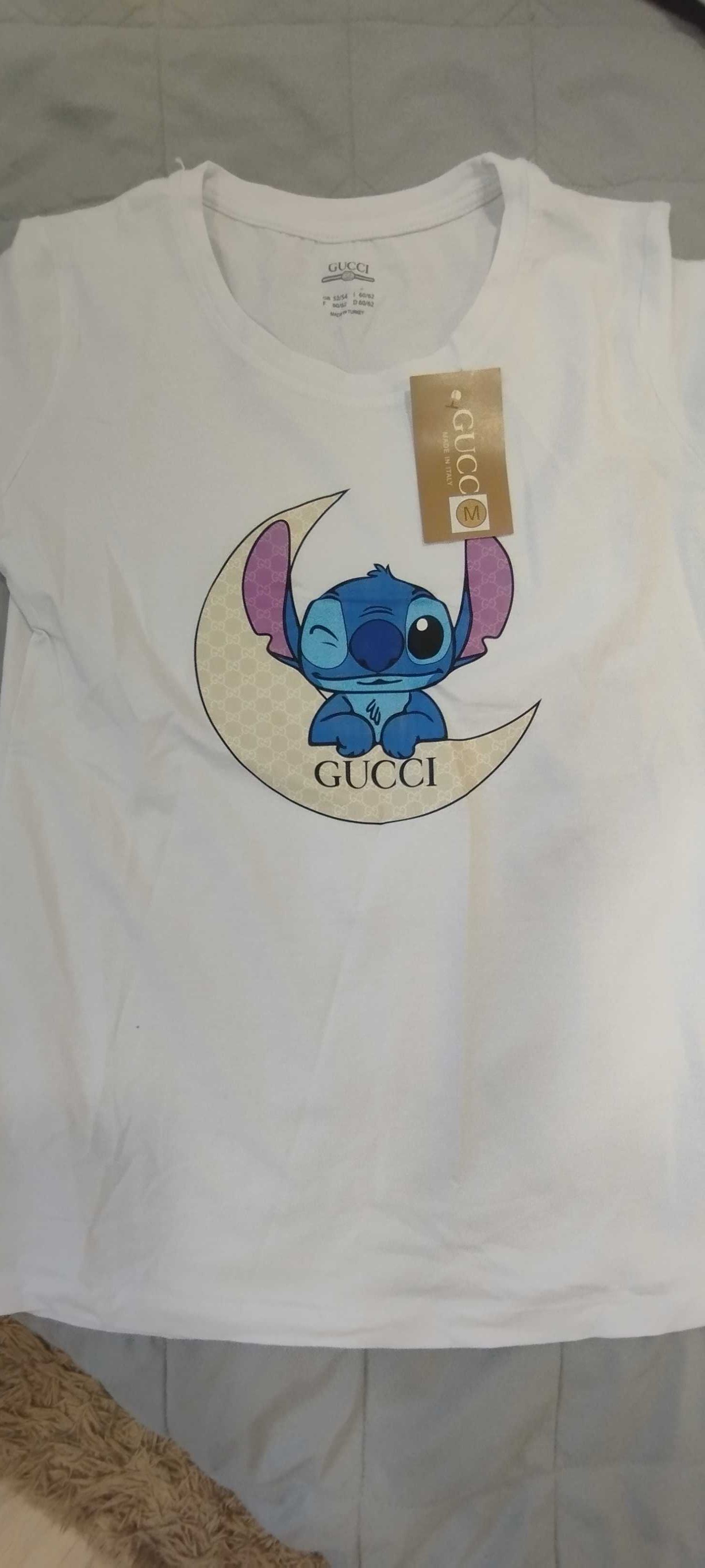 Bluzka t-shirt, biała koszulka damska/ Gucci Stich rM