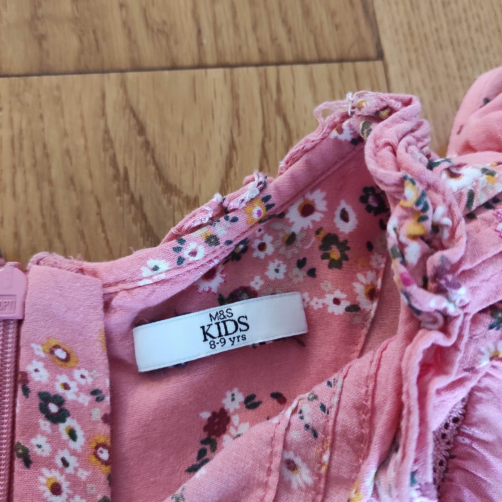 122 M&S sukienka różowa w kwiatuszki falbanki boho
