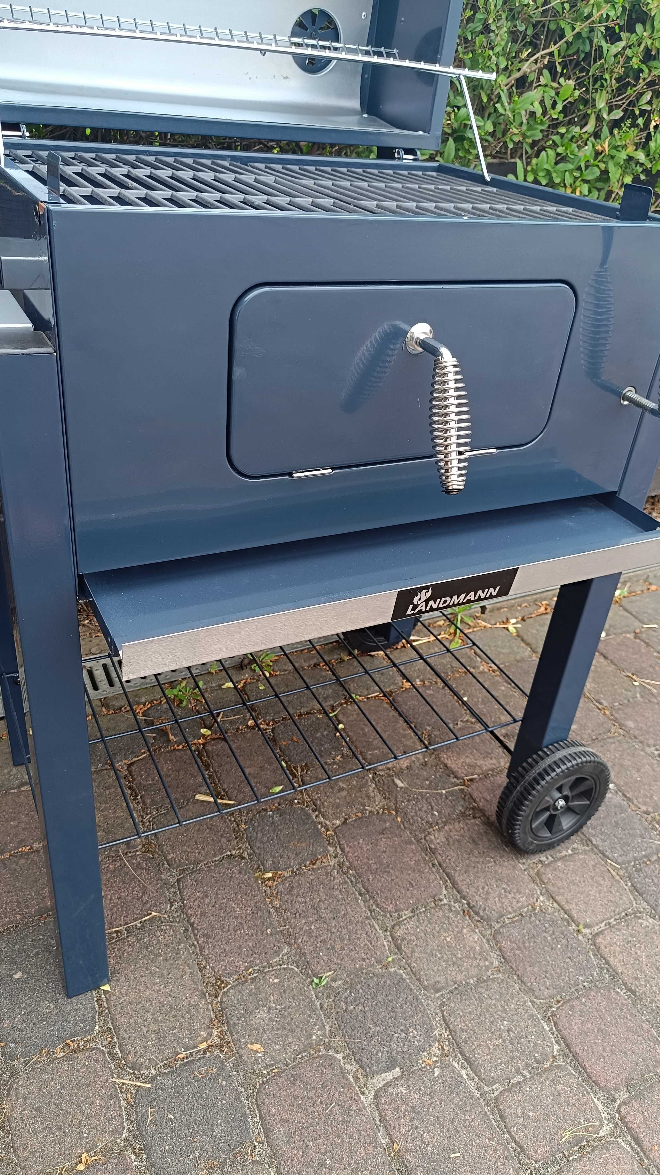 SOLIDNY GRILL węglowy LANDMANN DORADO ruszt żeliwny 56x42 2Xpokrywa