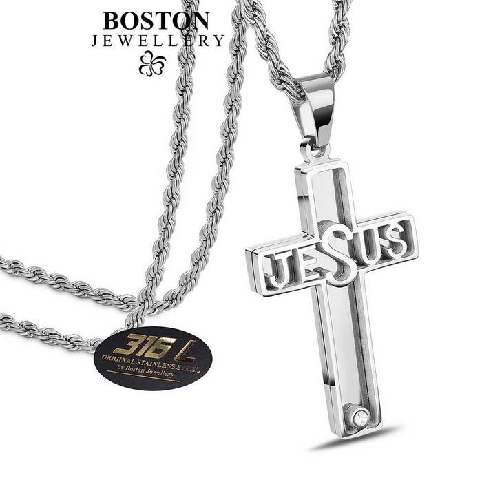 Srebrny Łańcuszek z Krzyżykiem STAL CHIRURGICZNA Ładny SPOLT KRÓLEWSKI