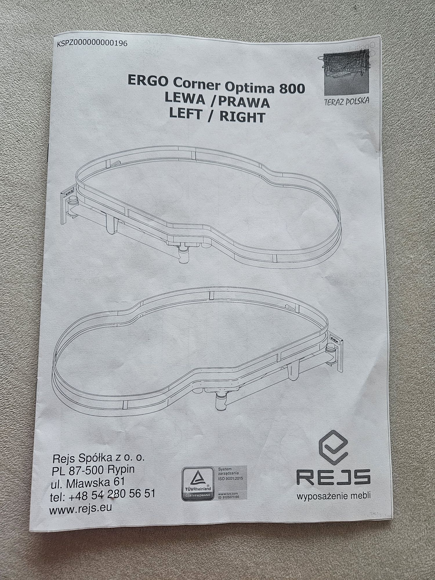 Nowa półka narożna ERGO Corner Optima 800 lewa