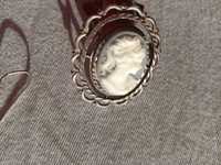 Camea srebrna stara broszka biżuteria