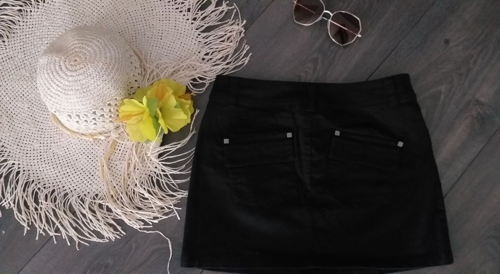 Spódniczka jeansowa dżinsowa czarna mini krótka S 36