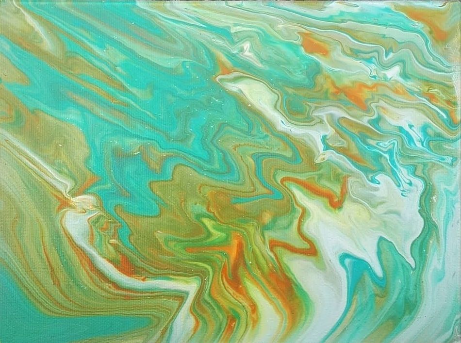 Obraz "Koliber" abstrakcja acrylic pouring 18x24