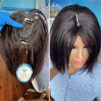 Накладка топпер с натуральных славянских чёрных волос имитация кожи