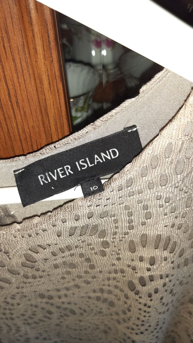 River Island tunika koronka sylwester sukienka złota beżowa 38