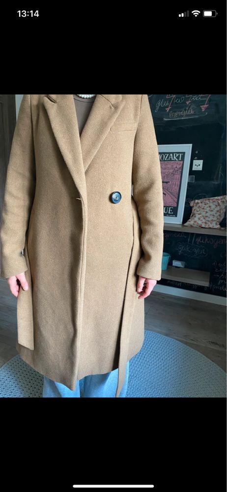 Płaszcz Stradivarius camel brązowy XS