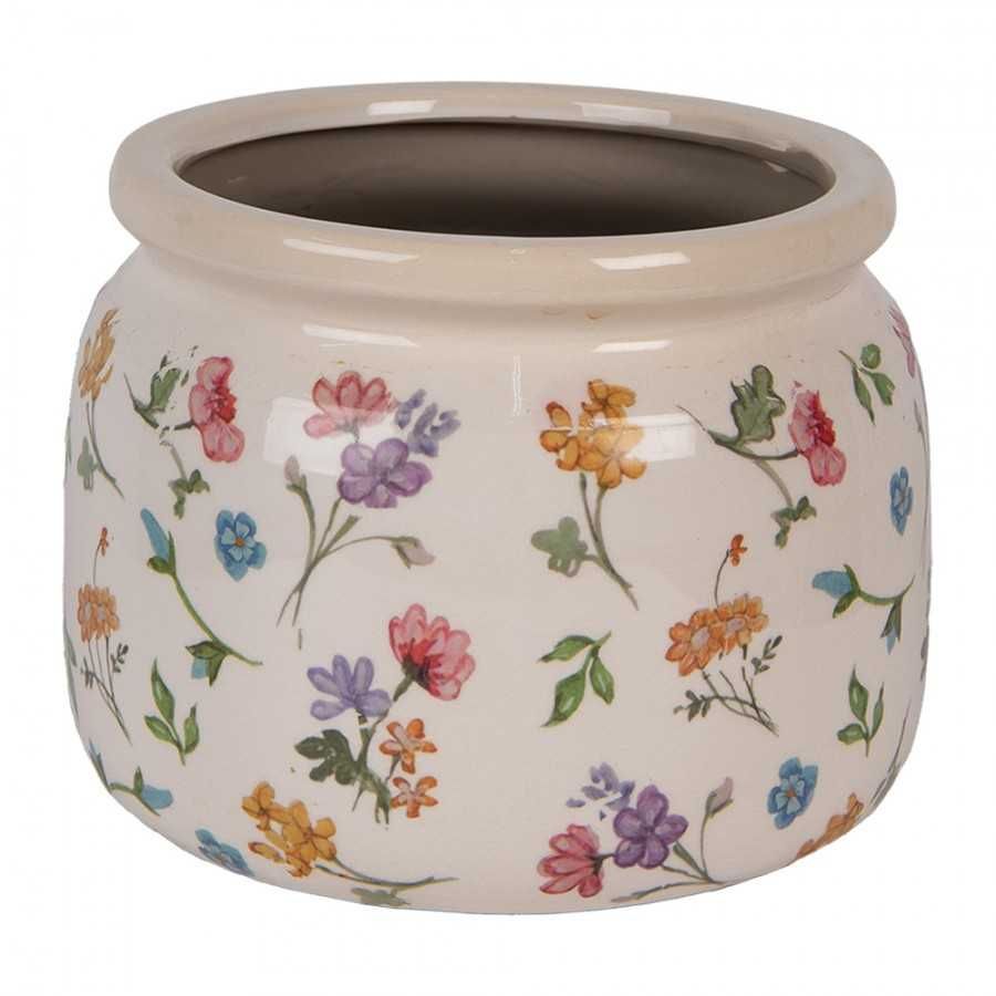 Donica osłonka ceramiczna w kwiatki  20x15cm. 6CECFL0001L