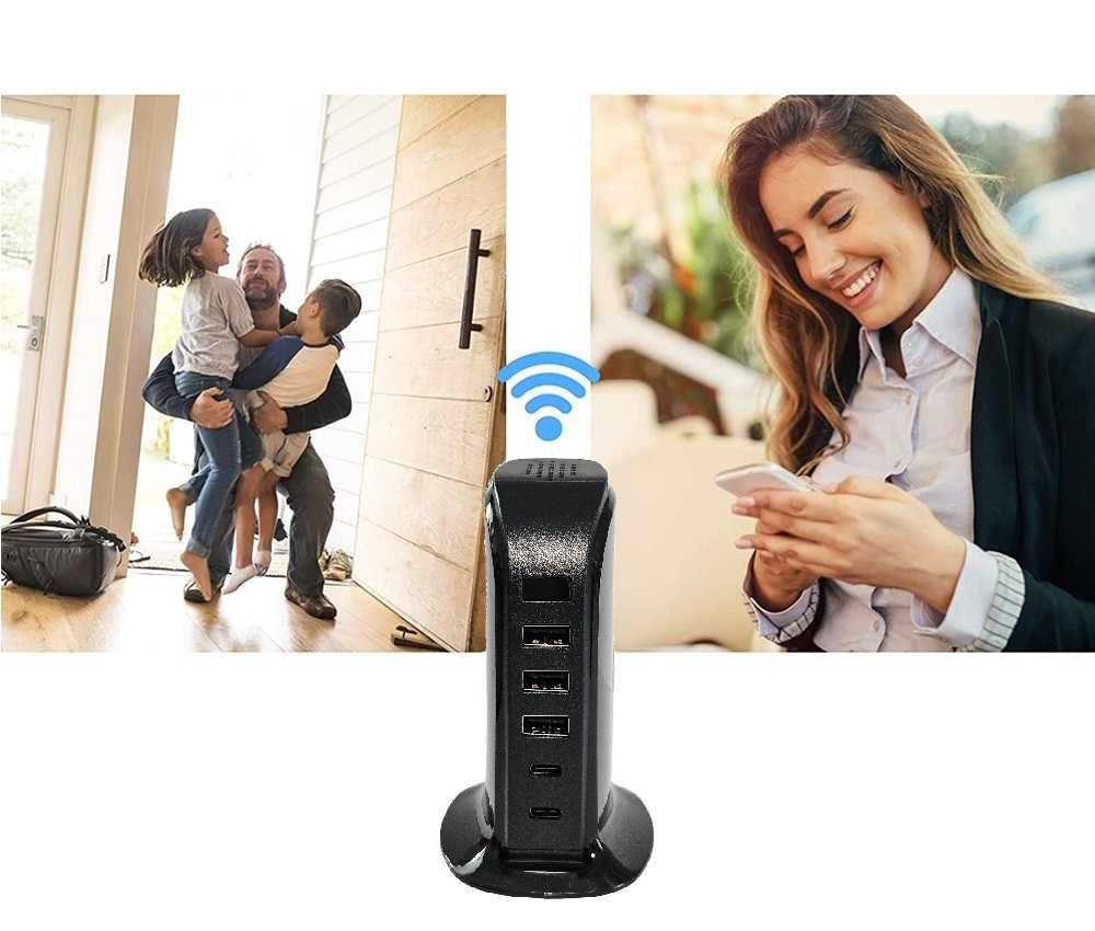 Ładowarka 3Xusb 2Xtyp C Ukryta Kamera Szpiegowska Full HD Wifi