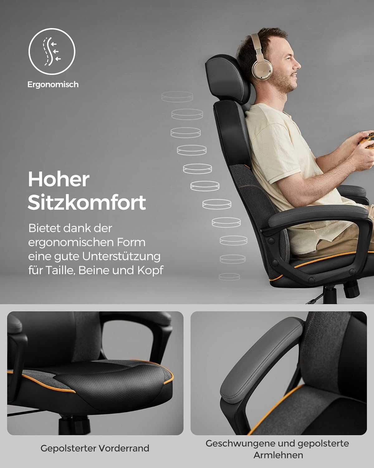 Nowe krzesło biurowe / gamingowe / fotel ergo / SONGMICS !6518!