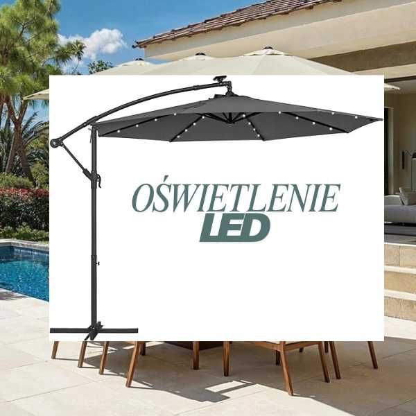 PARASOL z oświetleniem LED TARAS OGRÓD korba DUŻY wybór DaMaOutlet.pl