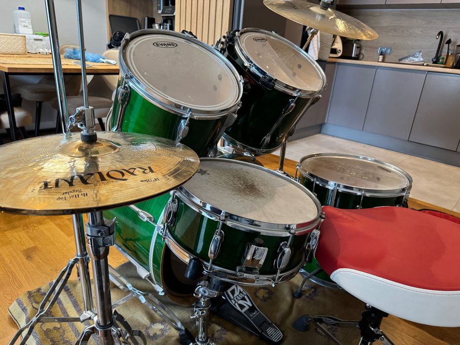 Tama Rockstar Emerald Green + talerze Istanbul Mehmet Radiant + HW