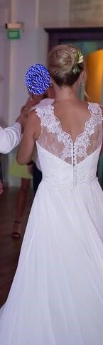 Suknia slubna - 36-38, koronka, muślin.